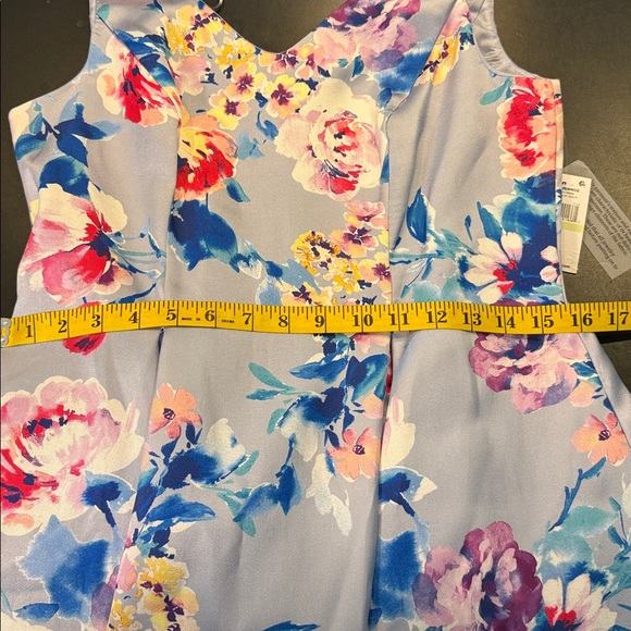 Alex Evenings 8139050 Short Printed Cocktail A Line Dress in Lilac Multi size 4 - Picture 8 of 11